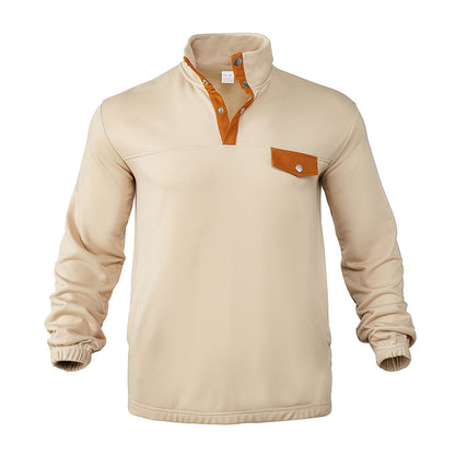 Men's Outdoor Contrast Color Casual Stand Collar Long Sleeve Sweater