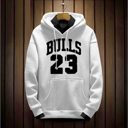 Men's Fleece Typography Print White Hoodies Sweatshirts