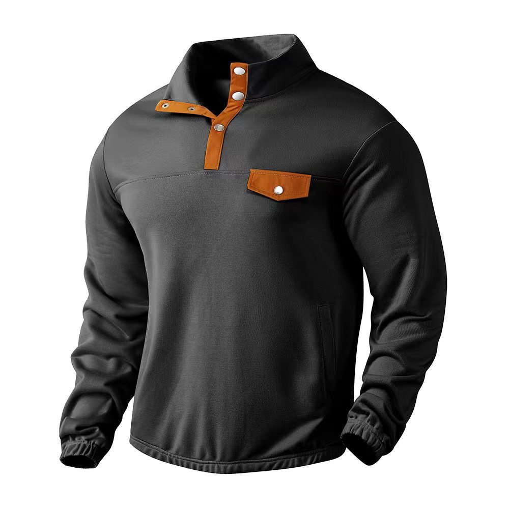 Men's Outdoor Contrast Color Casual Stand Collar Long Sleeve Sweater