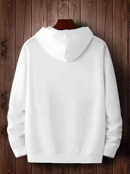 Men's Fleece Typography Print White Hoodies Sweatshirts