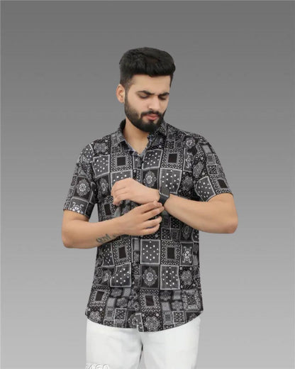 Rayon Printed Half Sleeves Regular Fit Mens Casual Shirt