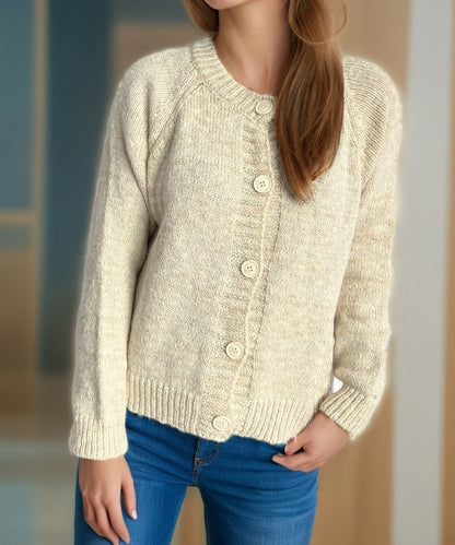 Round Neck Long Sleeve Stitching Casual Cardigan